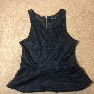 Express -Black Lace Peplum Top